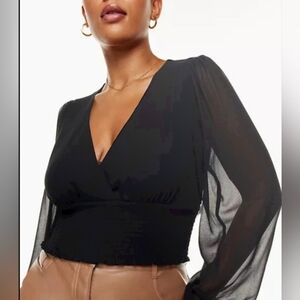 NWOT ARITZIA Wilfred Wistful Smocked V-Neck Blouse
